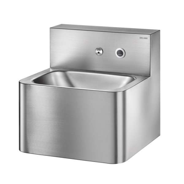 Delabie Public Bathroom Sink Lavabowithan electronic faucet polished satin stainless steel
