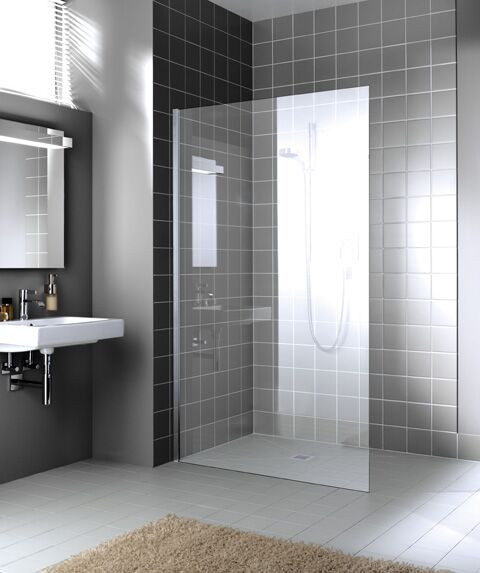 Kermi Shower Screens WALK-IN XC Wall profile 2000 x 1200 mm Without grab bar Opaque Clean