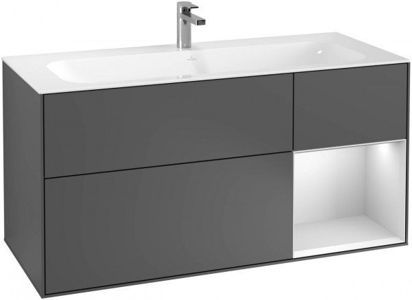 Villeroy and Boch Inset Basin Vanity Unit Finion Anthracite Matt Lacquer | White Matt Lacquer | Without wall lighting