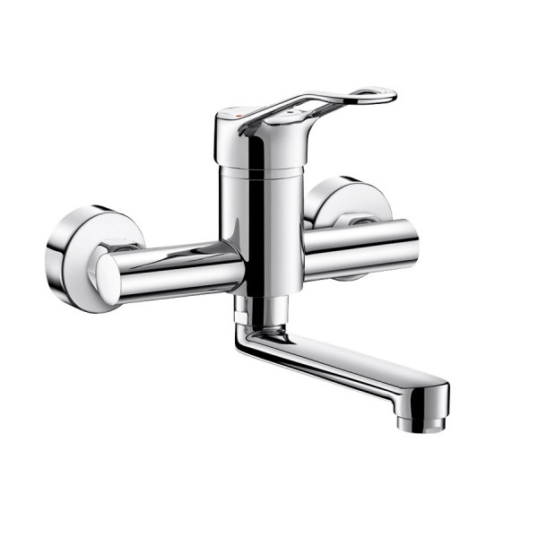 Delabie Wall Mounted Tap sculptured lever fixed spout L150 Chrome 2456EPS