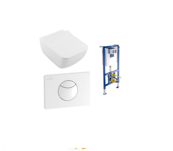 Pack Villeroy and Boch Wall Hung Toilet Venticello White Rimless Toilet Seat Soft CloseSlimseat 3in1