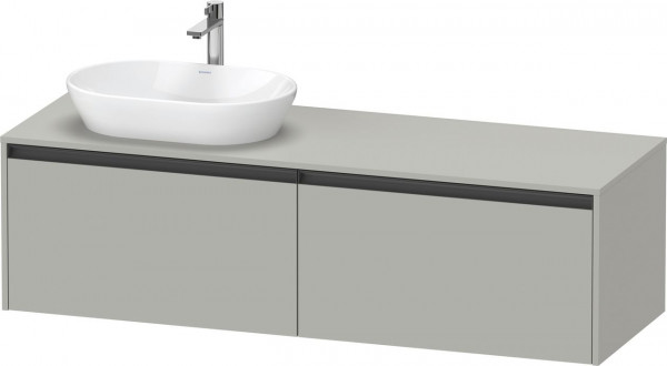 Vanity Unit For Countertop Basin Duravit Ketho.2 2 drawers, anthracite handles, left-hand washbasin 1600x459mm Concrete Grey Matt K24889L07070000