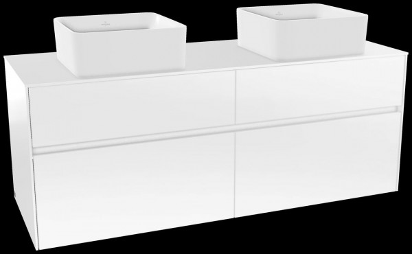 Villeroy and Boch Collaro Double Basin Cabinet  4 drawers for 2 washbasins 1400mm  Glossy White