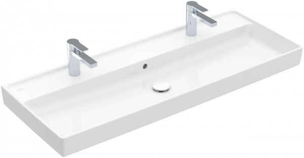 Villeroy and Boch Double Basin Collaro 2x1 hole with overflow White Alpin CeramicPlus 1200mm