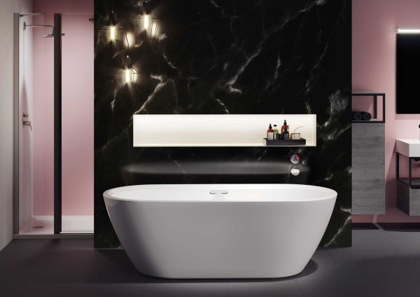 Riho Freestanding Bath Inspire filling through the overflow 800x800x1800mm FALL Chrome/White