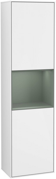 Villeroy and Boch Tall Bathroom Cabinet Finion 2 doors Left 1515x420mm 3 LED Glossy White Lacquer/Olive Matt Lacquer