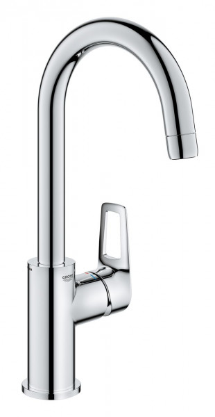 Tall Basin Tap Grohe BauLoop L EcoJoy swivel spout with Push-Open waste set Chrome