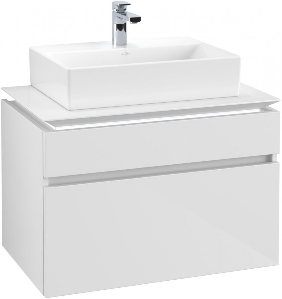 Villeroy and Boch Countertop Basin Unit Legato 2 Drawers 800x550x500mm Glossy White | With Light