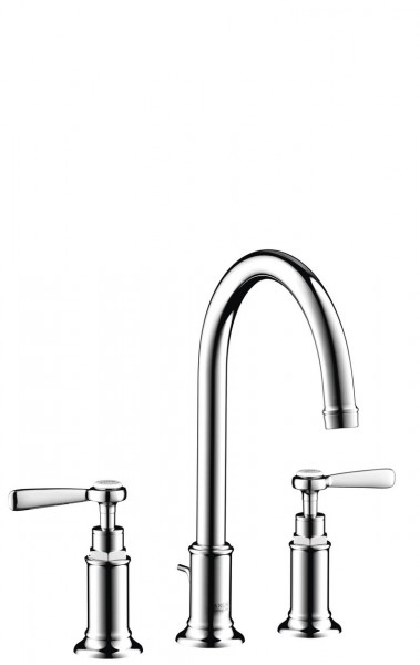 3 Hole Basin Tap Montreux 180 with pop-up waste set and lever handles Chrome Axor