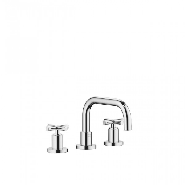 Freestanding 2 Handle Basin Tap Dornbracht TARA cross handles, 3 holes, Waste fitting 145mm Chrome 20705892-00