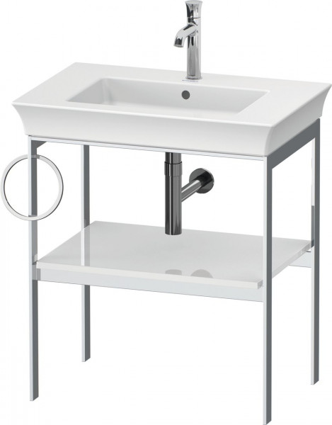 Vanity Unit For Countertop Basin Duravit White Tulip Metal console, Shelf and Towel rail left 684x760mm White high gloss WT4543L8585