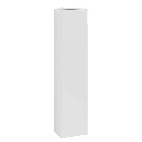 Tall Bathroom Cabinet Villeroy and Boch Antao left-hand hinges 414x1719x287mm Glossy White Laquered