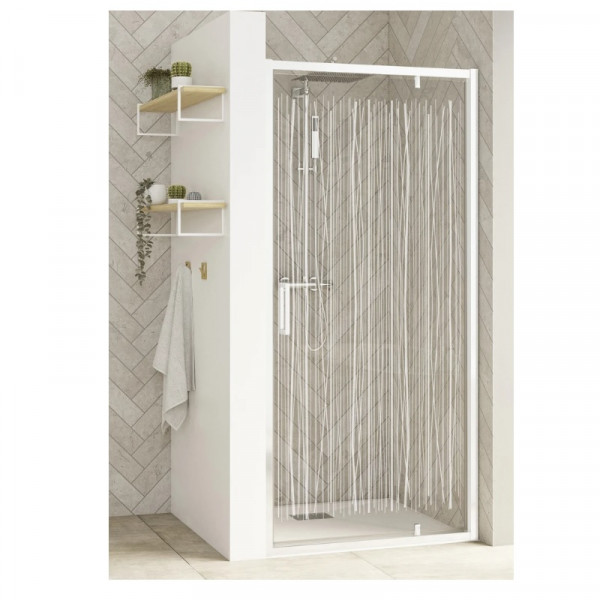 Sliding shower Doors Kinedo SMART DESIGN 1 door, with treshold, niche, angle, against a wall 1100mm White patterned glass ,White Profil