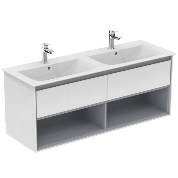 Ideal Standard Double Vanity Unit Connect Air for double washbasin 1300mm Black E0831VY Glossy White