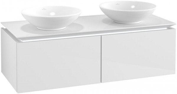 Villeroy and Boch Double Basin Vanity Unit Legato with lighting 1200x380x500mm Glossy White