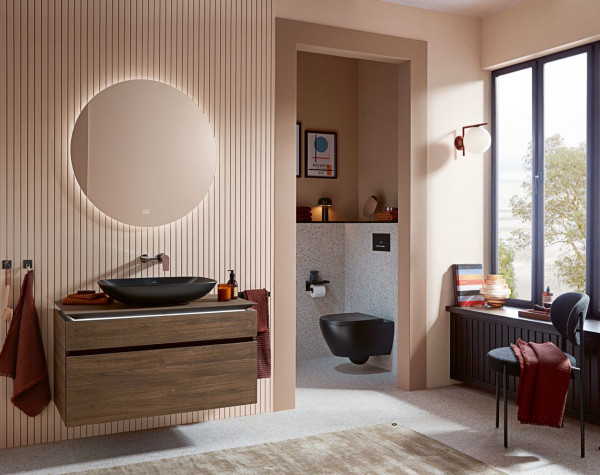 Illuminated Bathroom Mirror Villeroy and Boch More to See Lite round, with touch-sensitive dimmer Ø850 mm