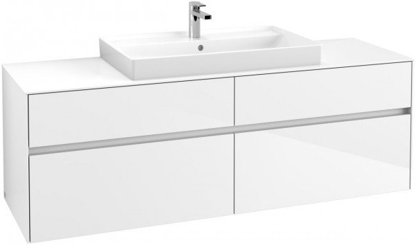 Villeroy en Boch Vanity Unit Collaro Wall-mounted with LED 1600x500x548mm Glossy White Glossy White | Without LED | 1 Central Hole