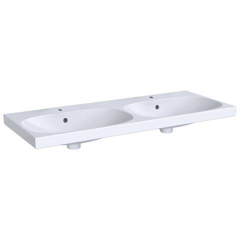 Geberit Double Basin Acanto 2 Tap Holes With Overflow 1200x168x482mm White