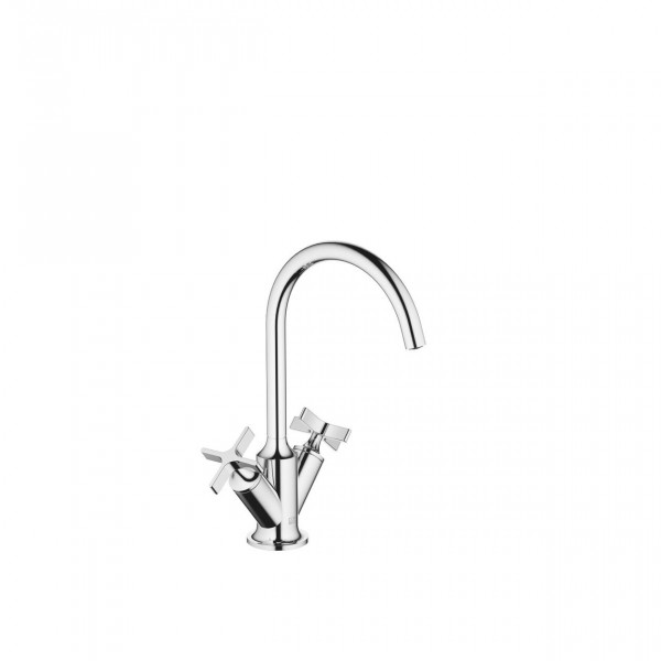 Freestanding 2 Handle Basin Tap Dornbracht VAIA single-hole, cross handles, Waste fitting 307mm Chrome 22513809-00