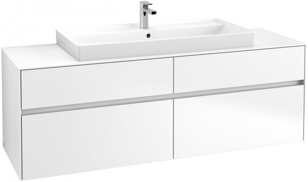 Villeroy en Boch Vanity Unit Collaro Wall-mounted with LED 1600x500x548mm Glossy White White Matt  | Without LED | 1 Central Hole