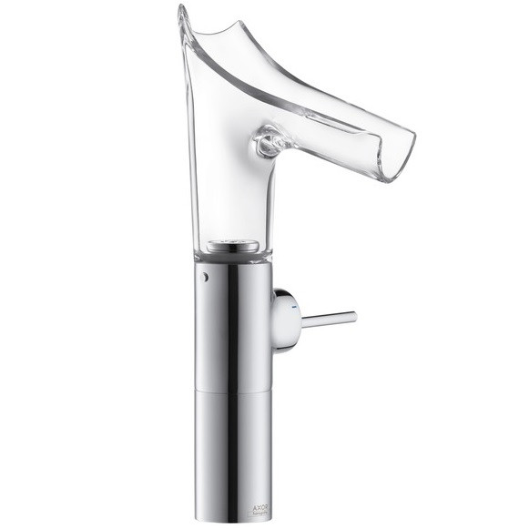 Axor Starck V Single lever basin tap 220 with glass spout for wash bowls 12114000