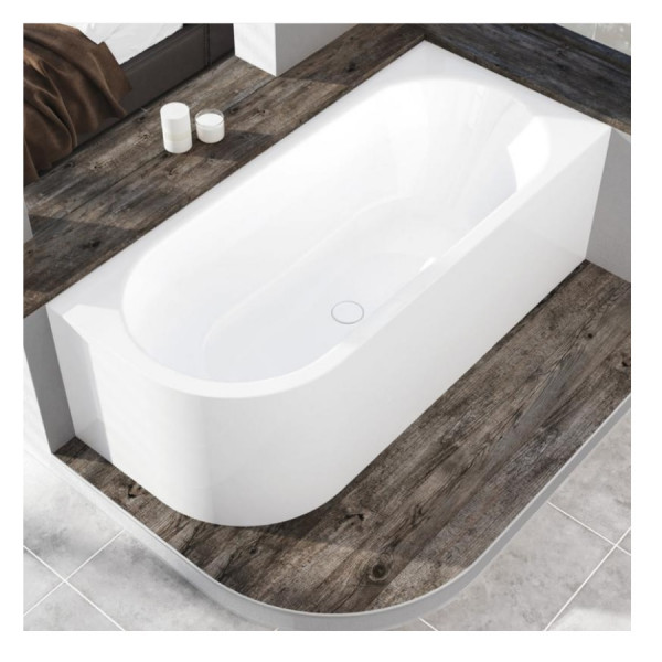 Kaldewei Rounded Standard Bath model 1129, 1 left corner with filling function Centro Duo 1700x750mm Alpine White 202040413001