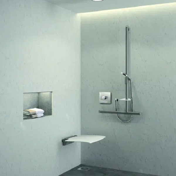 Concealed Bath Shower Mixer Delabie 166x166mm Silver Gloss