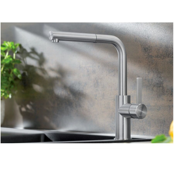 Blanco Pull Out Kitchen Tap LANORA-S Brushed Stainless Steel