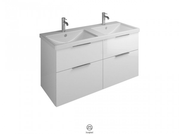 Bathroom Set Burgbad Eqio Double washbasin, 4-drawer unit 1230x645mm Customisable SEYT123-PN258