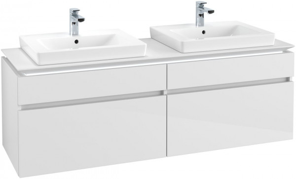 Villeroy and Boch Double Basin Vanity Unit Legato with lighting 1600x550x500mm Glossy White