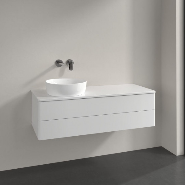Vanity Unit For Countertop Basin Villeroy and Boch Antao on the left 2 drawers 1200x360x500mm Glossy White Laquered