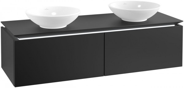 Villeroy and Boch Countertop Basin Unit Legato 1400x380x500mm Black Matt Lacquer | Both Sides | With Light