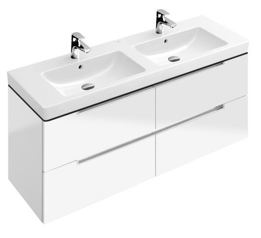 Villeroy and Boch Double Basin Vanity Unit Subway 2.0 1287x520x449mm Glossy White