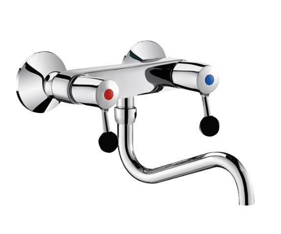 Delabie Wall Mounted Basin Tap Chrome 200 mm 5645T2