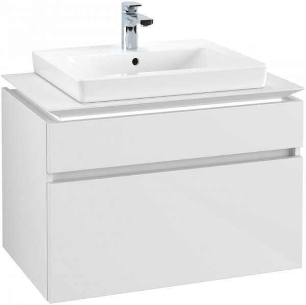 Villeroy and Boch Inset Basin Vanity Unit Legato 550x500mm Glossy White | With Light | 800 x 550 mm