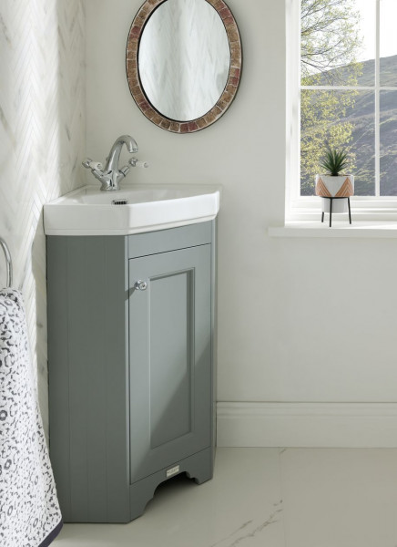 Cloakroom Vanity Unit Bayswater Traditional corner 595mm Plummett Grey