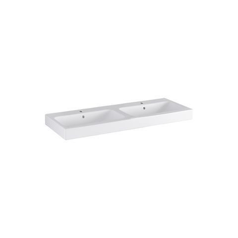 Geberit Double Basin iCon 2 Tap Holes With Overflow 1200x160x485mm White