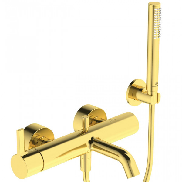 Wall Mounted Bath Shower Mixer Tap Ideal Standard JOY with hand shower Brushed Gold