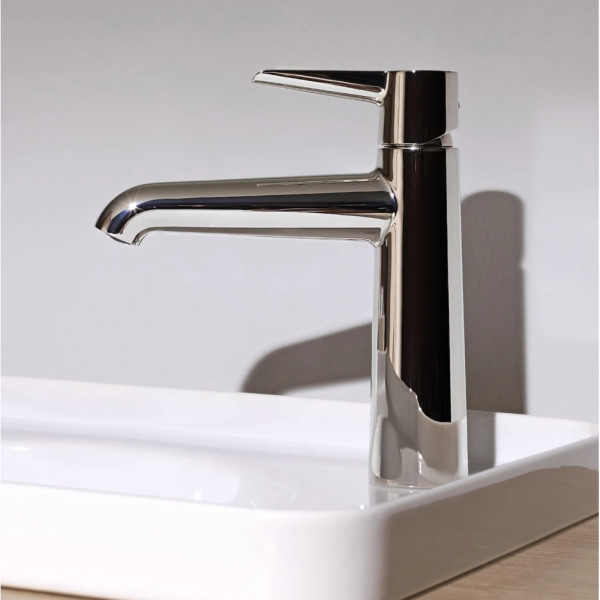 Single Hole Mixer Tap Laufen PURE with pull-out waste fitting 140x190mm Chrome