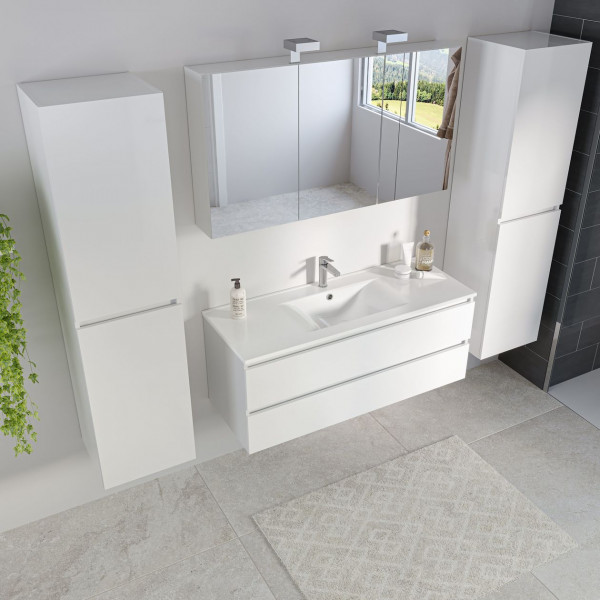 Bathroom Set Allibert ALMA 1 hole 2 column mirror cabinet White washbasin 1200x472x460mm White