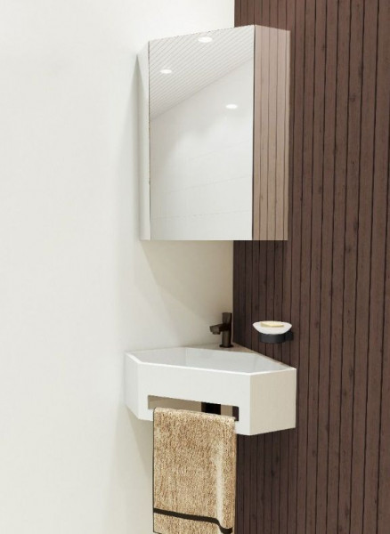 Bathroom Mirror Cabinet Allibert CORSA corner 1 Door 315mm