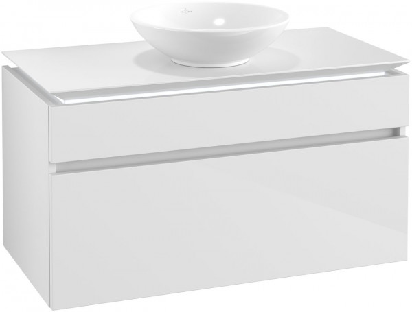 Villeroy and Boch Countertop Basin Unit Legato Washbasin in the middle 1000x550x500mm Glossy White | With Light