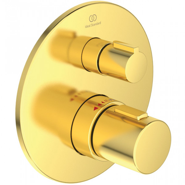 Thermostatic Bath Shower Mixer Tap Ideal Standard Ceratherm T100 flush-mounted, 1 outlet 163mm Brushed Gold