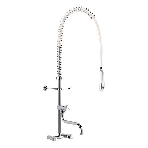 Delabie Pull Out Kitchen Tap wall-mounted with bib tap Chrome