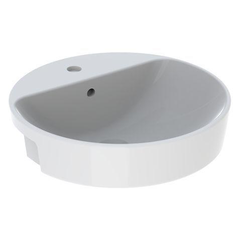 Geberit Semi Recessed Basin VariForm 1 Tap Hole With Overflow 185xØ500mm White
