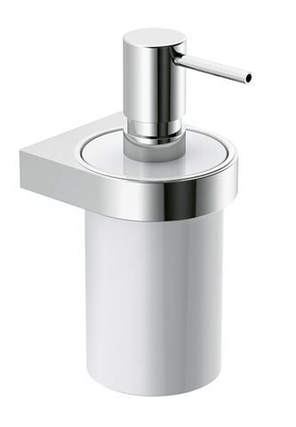 Hewi wall mounted soap dispenser System 800 with holder Chrome/White