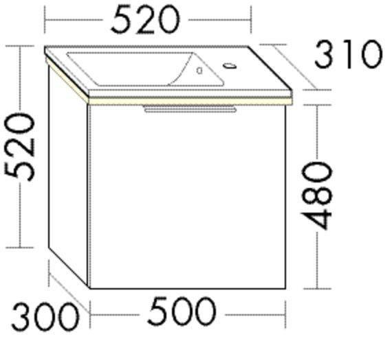 Bathroom Set Burgbad Eqio Wash-hand basin, 1 drawer unit 520x520mm Customisable SHCH052-PN258