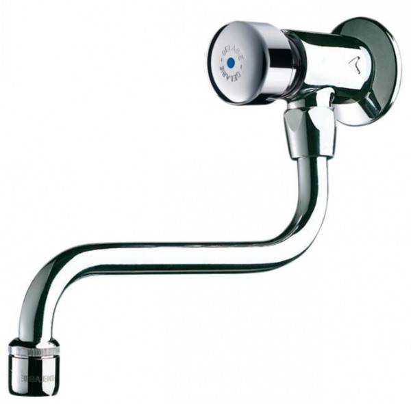 Delabie wall-mounted washbasin tap with swivel spout Chrome 150 x 150 mm 748150