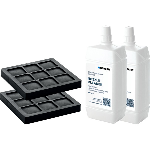 Geberit AquaClean Pack of 2 Replacement Filters and 2 Disinfectant for Pipes