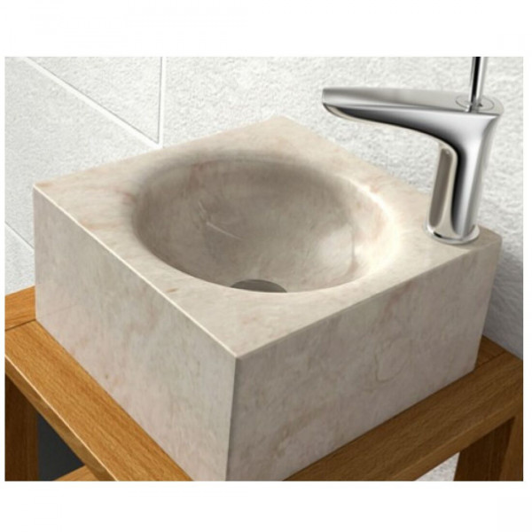 The Bath Collection Rectangular Cloakroom Basin VERSALLES in Stone 400x400x150mm Beige